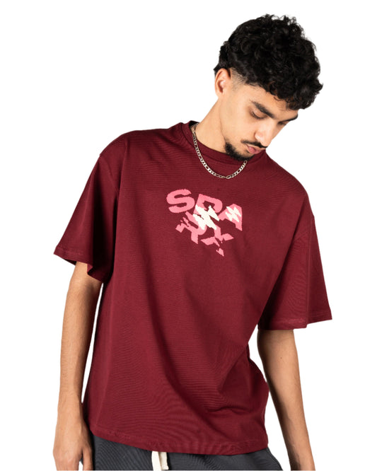 SPARX BURGUNDY TEE PRINTED - Sparx