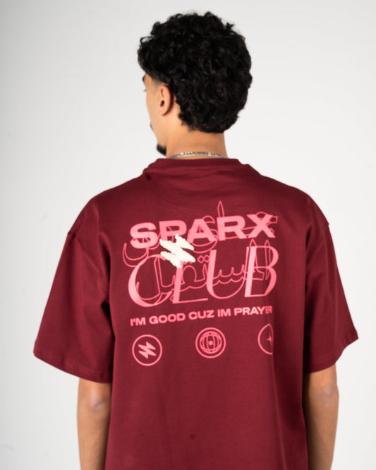 SPARX BURGUNDY TEE PRINTED - Sparx